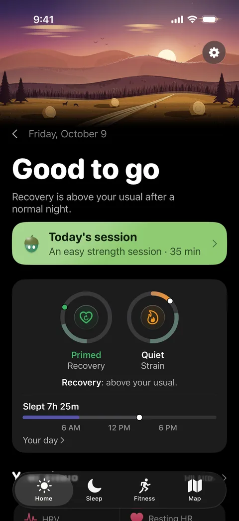 Home in dark mode